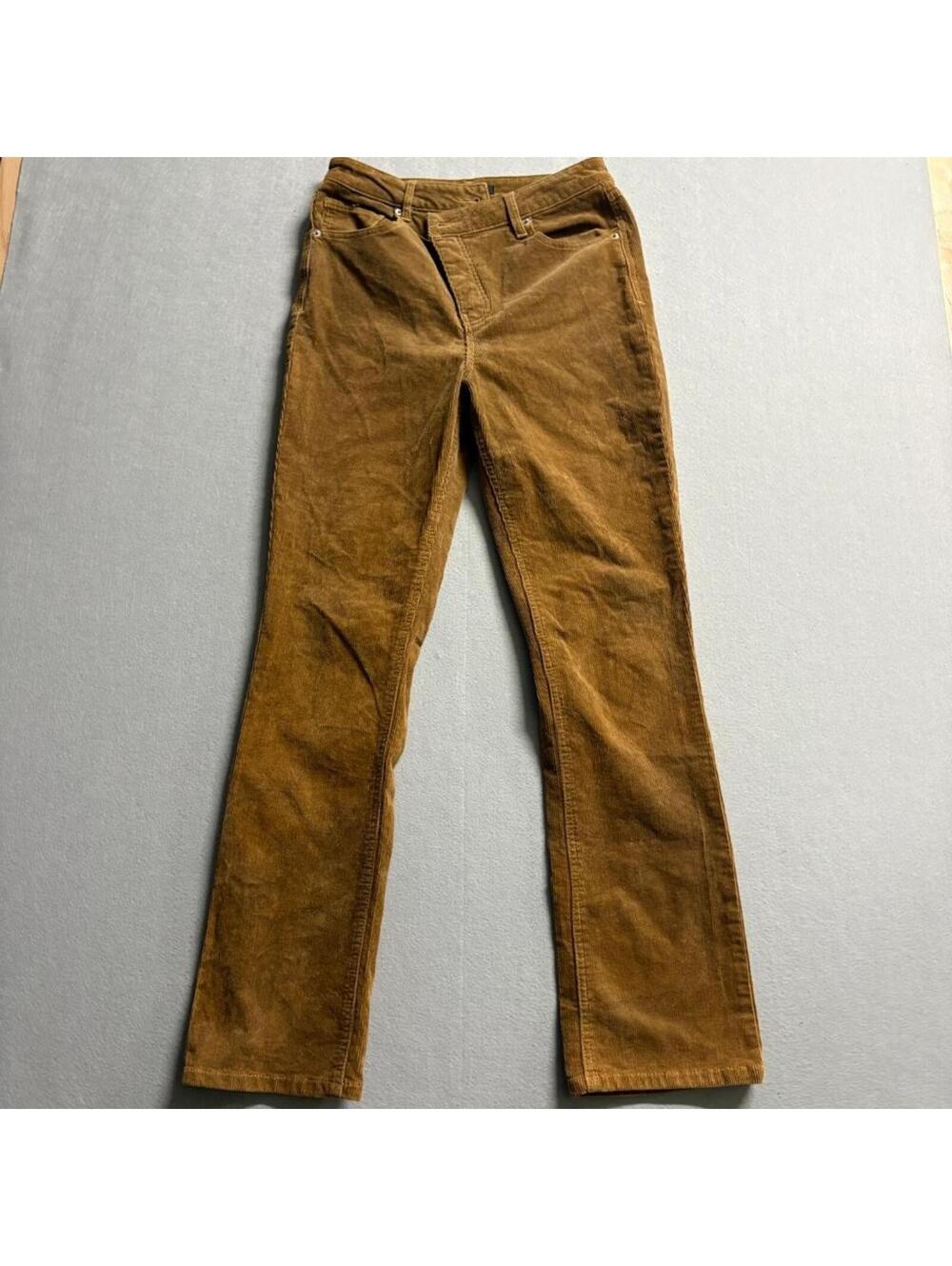Forever 21 Corduroy Pants Womens Medium Brown Button Fly High Rise Straight Leg